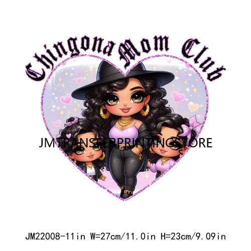 Latina Chicano Mom Iron On Transfer Patches Mama Chingona Mexican Chibi Style Mother's Day DTF Transfer Stickers For Hoodies