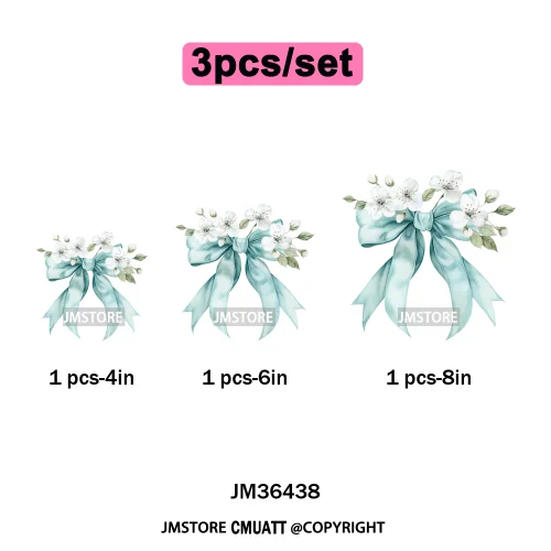 Spring Wildflower Love Vibes Ribbon Wedding Coquette Iron on DTF Thermal Transfers Stickers Ready to Press for Dresses Hoodies