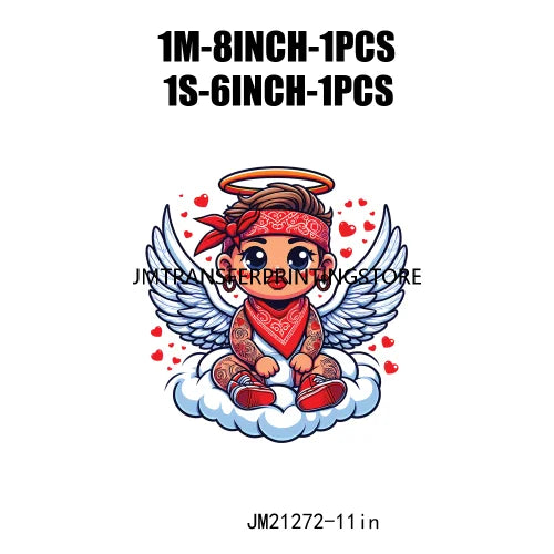 Sweet Pink Valentine's Angel Baby Concha Designs Kids Love Heat Transfer Stickers Ready To Press For T-shirts