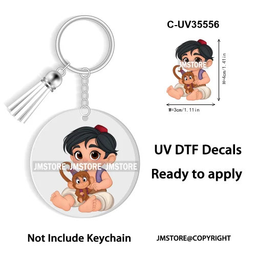 Cartoon Princess In My Villains Era UV DTF Decal Round Keychain Ready To Apply WaterProof Transfer Stickers For Circle Keychain