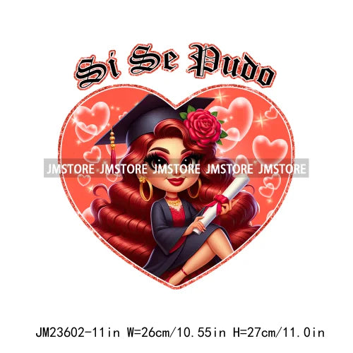 Chicano Graduation Para Mi Familia Si Se Pudo Chicano Educated Latina Sernior School Girls DTF Transfer Stickers For T-shirts