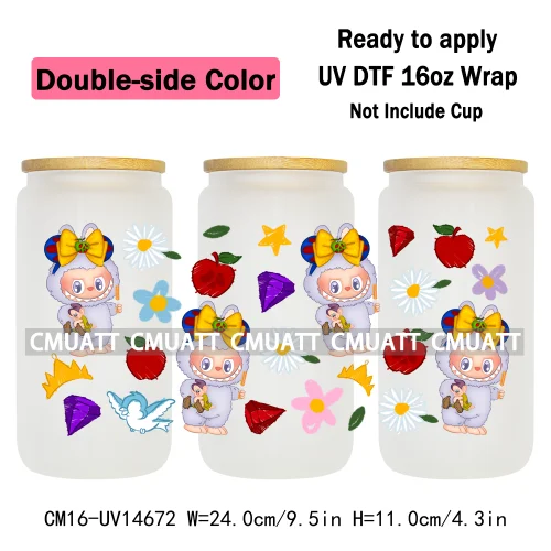 Double Sided Color UV DTF Cup Wraps 16OZ Wholesale Custom Bulk Waterproof Cartoon Cute Monster Coquette Bow DIY Craft Mug Glass