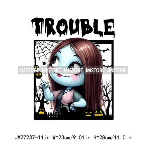 Cartoon Halloween Season Let's Go Ghouls Burn Sage Not Witches Spooky Vibes DTF Iron On Heat Press Transfer Stickers For Clothes