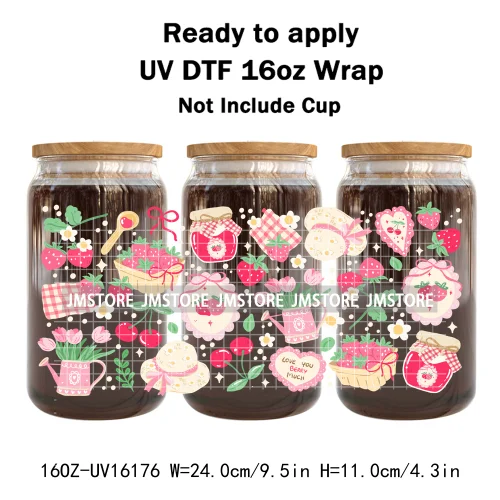 Preppy Lemon Summer Girly Beach Bookish UV DTF Wraps Transfer Sticker Custom Waterproof Logo For 16OZ Libbey Glass Can Tumbler