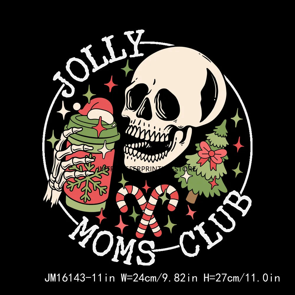 Ho Santa Jolly Moms Club Patch Christmas Calories Don't Count Logo Feelin' Festive On Petty List Transfer Sticker For Clothes