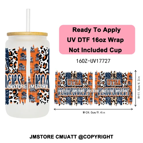 Faux Glitter American Football Game Day UV DTF Cup Wrap Ready To Apply Transfer Stickers 16OZ Tumbler Wraps For Libbey Glass Can