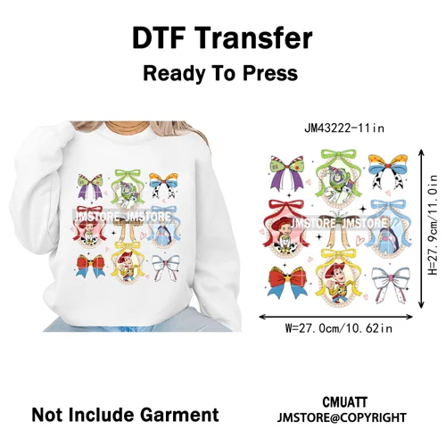 Trendy Girls Mirror Coquette Cartoon Friends Character Trip Holiday Iron on DTF Transfer Stickers Ready to Press for Sweatshirts