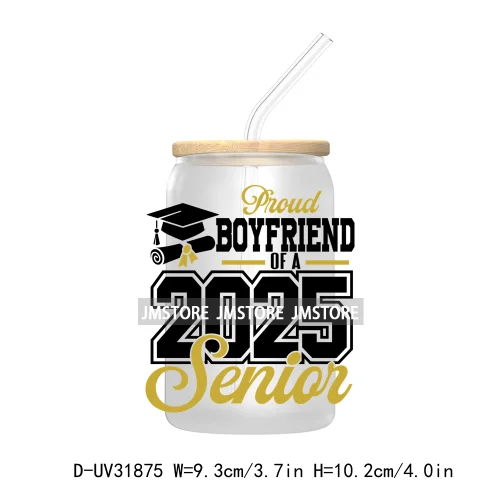 Proud Family Of 2025 Graduate Senior UV DTF Transfer Stickers Decals For Libbey Cold Cups Mugs Tumbler Waterproof Class Of 2025