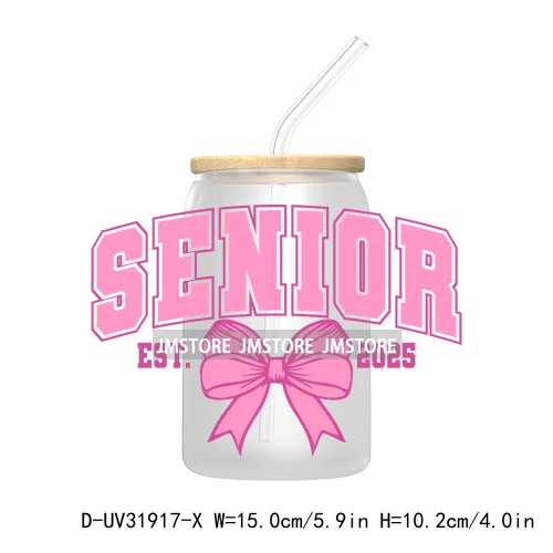 Senior 2025 College Grad UV Sticker Decals For Libbey Cold Cups Mugs Tumbler Transfer Stickers Waterproof Labels Graduation Cap