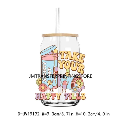 Retro Motivational Quotes UV DTF Transfers Stickers Decals For Libbey Cold Cups Mugs Tumbler Mental Health Waterproof DIY Logo