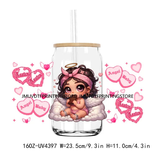 Chicano Baby Angel 16OZ UV DTF Cup Wrap Transfers Stickers Old School Cholo Girl Custom DIY Waterproof Logo For Libbey Glass Can