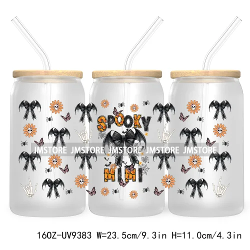 Coquette Pumpkin Autumn 16OZ UV DTF Cup Wrap Transfer Stickers Custom Waterproof Label For Libbey Glass Can Cute Ghost Halloween