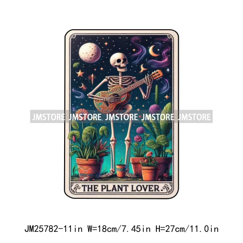 Colorful Plant Lady Stoner Skeleton Funny Drama Queen Mood Nurse Tarot Card DTF Iron On Heat Press Transfer Stickers For Clothes