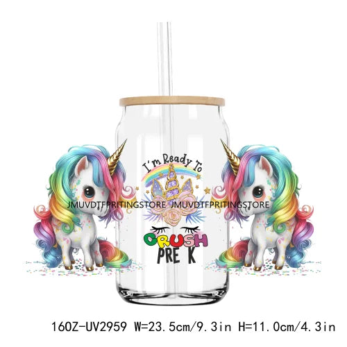 Back To School Grade Kindergarten 16OZ UV DTF Cup Wrap Transfers Stickers Custom Labels DIY Waterproof Logo For Libbey Glass Can