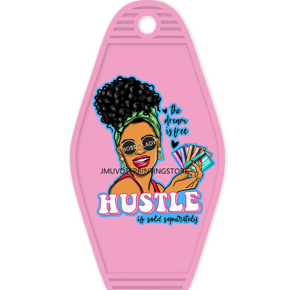 African American Girl High Quality WaterProof UV DTF Sticker For Motel Hotel Keychian Hustle Black Women