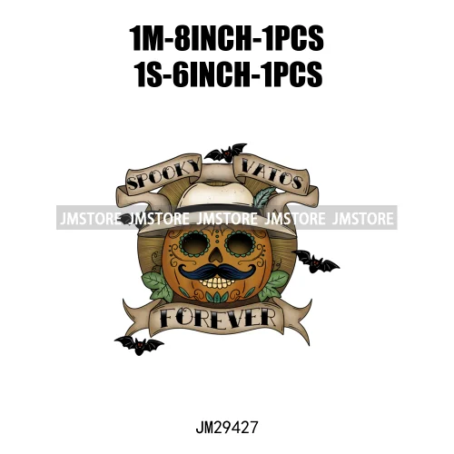 Aqui Espantan Tricotri Mexican Ghost Latina Culture Spooky Pumpkin Halloween Iron On DTF Heat Press Transfer Sticker For Hoodies