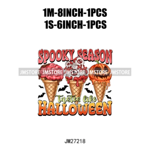 Sweet Spooky Ice Cream Season Ghost Boo Halloween Creepy People Trick Or Treat Candy DTF Iron On Transfers Stickers For T-shirts