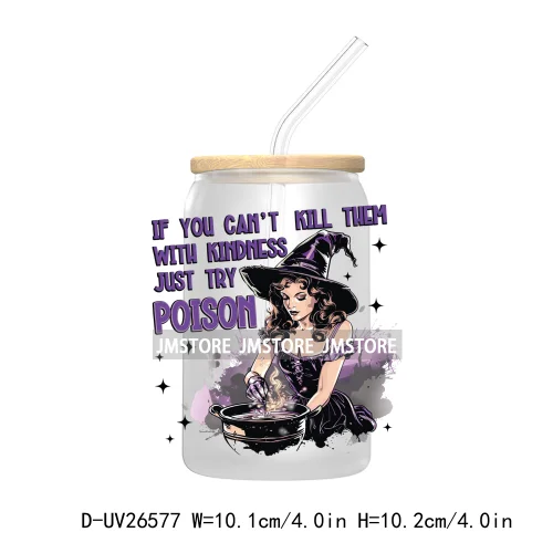 Spooky Witch Halloween UV DTF Transfer Stickers Decals For Libbey Cold Cups Mugs Durable Waterproof Custom Labels Fall Season