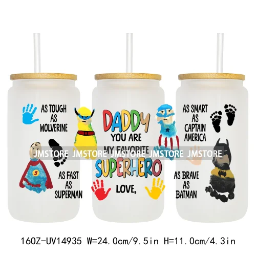Dad Daily Affirmations Father's Day 16OZ UV DTF Cup Wrap Ready To Apply Waterproof Transfer Sticker For Libbey Glass Can Tumbler
