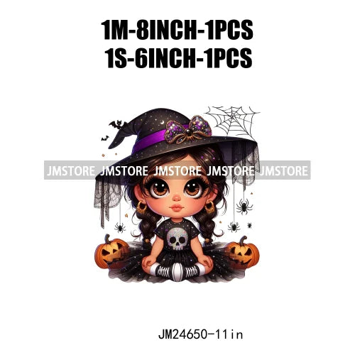 Custom Halloween Spooky Witch Latina Baby Girls Iron On Decals Hispanic Princess DTF Heat Press Transfers Stickers For Hoodies