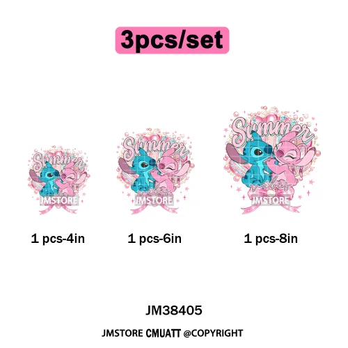 Cute Summer Holiday Life Palm Beach Vibes Cartoon Characters Coquette Iron on DTF Transfers Stickers Ready to Press for Clothing