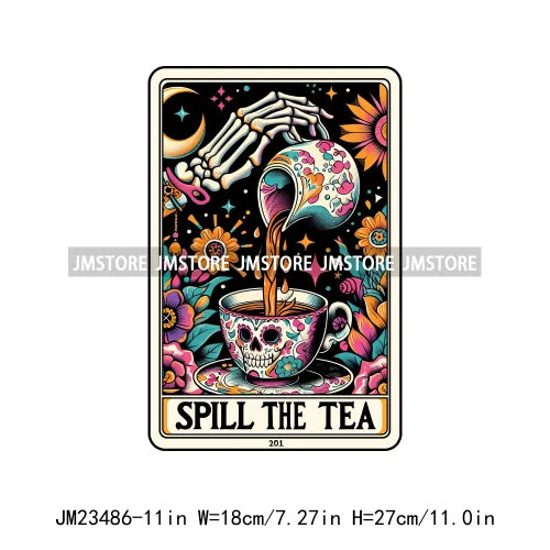 Snarky Funny Tarot Card Woman Sarcastic Skeleton Mother Witchy Vibes Skull Mama DTF Logos Transfer Stickers For Clothing