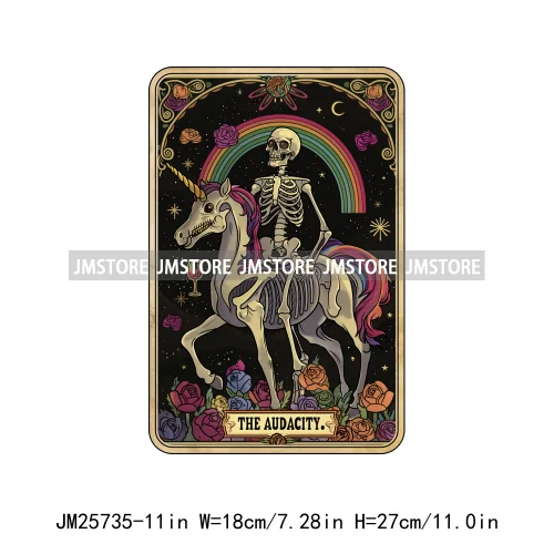 Mystic Witch Audacity Cereal Killer Skeleton Thermal Logos Tarot Card DTF Iron On Transfers Stickers Ready To Press For Hoodies