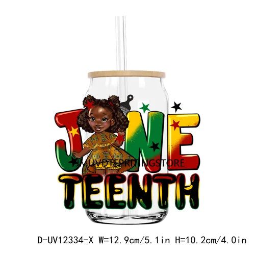 Steppin' into Juneteenth UV DTF Transfer Stickers Decals For Libbey Cold Cups Mugs Tumbler Waterproof DIY Logo Black Nurse Magic