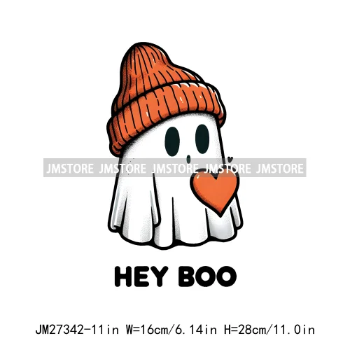 Cute Flower Ghost Bat Hey Boo Double Trouble Spooky Halloween Designs DTF Iron On Transfer Stickers Ready To Press For Clothing