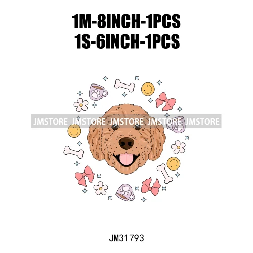 Funny Love Animal Puppy Pet Dogs Cocoa Flower Coquette Design Iron On DTF Transfers Stickers Ready To Press For Sweatshirts Bags