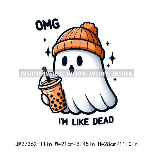 Funny Happy Death Watch Scary Movie Boo Ghost Halloween Vibes Thermal Logos DTF Iron On Heat Press Transfer Stickers For Clothes