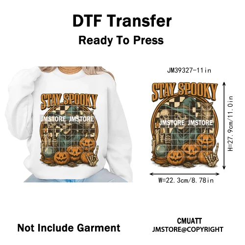 Funny Halloween Quotes Ghouls Stay Spooky Creep It Real Iron on DTF Washable Transfers Stickers Ready to Press for T-shirts Bags