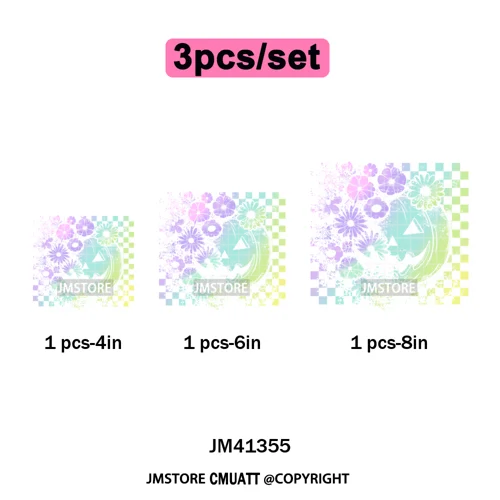 Preppy Coquette Halloween Floral Fall Pumpkin Spooky Season Iron on Washable DTF Transfers Stickers Ready to Press for Clothing