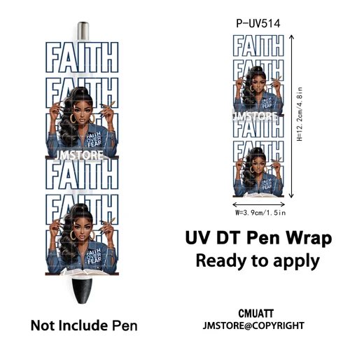 Black Girl Praying Afro Women Faith UV DTF Pen Wraps Ready To Apply Transfer Sticker Print Waterproof High Quality UV DTF Decal