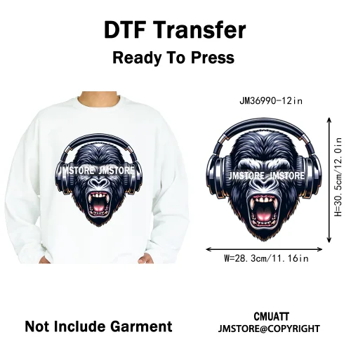 12in Graffiti Gangster Hip Hop Gorilla Life Is Better With Bulldog Iron on DTF Heat Transfer Sticker Ready to Press for Hoodies