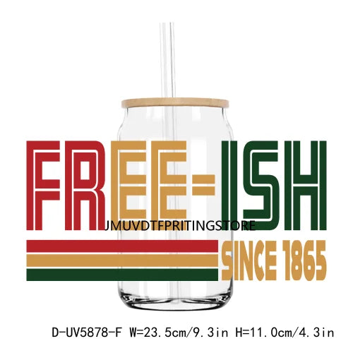 Celebrate 1865 Juneteenth Hope UV DTF Transfer Stickers Decals For Libbey Cold Cups Mug Tumbler Waterproof DIY Craft Black Power