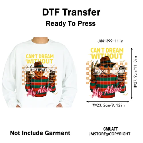 Spooky Soda Can Killer Checkered Horror Characters Drink Halloween Iron on DTF Heat Transfer Stickers Ready to Press for Textile