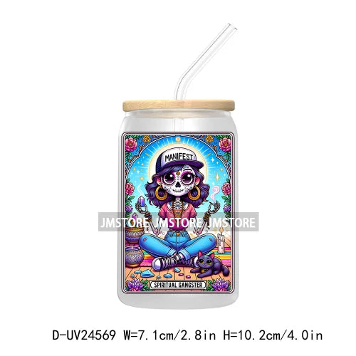 Mexican Culture Tarot Card UV DTF Transfer Stickers Decals For Libbey Cold Cups Mug Tumbler Waterproof DIY Craft Latina Skeleton