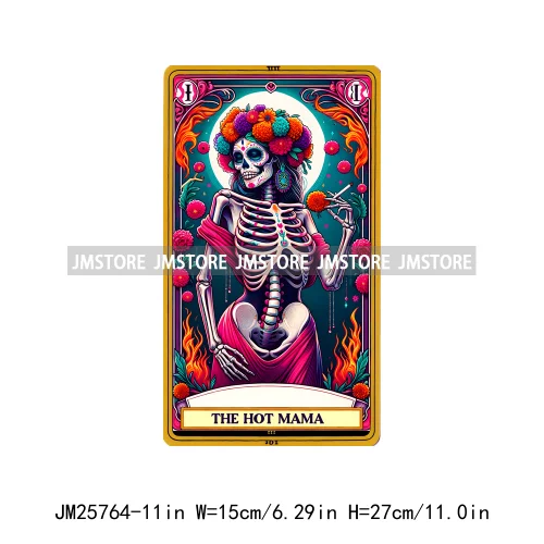 Funny Sarcastic Hot Mama Housewife Women Skull Tarot Card Printing DTF Diy Iron On Transfer Stickers Ready To Press For Clothing