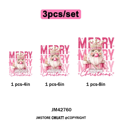 Merry Christmas Holly Jolly Coquette Tree Cartoon Movie Vibes Iron on DTF Washable Transfer Stickers Ready to Press for Textiles