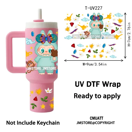 Coquette Bow Cartoon Monsters UV DTF Custom Prints Ready To Apply Transfer Stickers Waterproof Wraps For Mini Tumbler Keychain