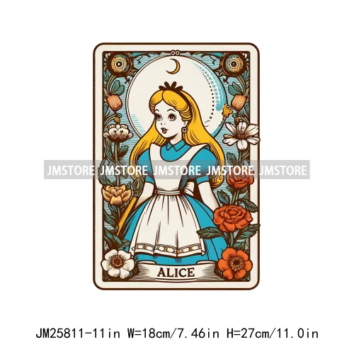 Cute Cartoon Animal Princess Characters Halloween Tarot Cards DTF Iron On Transfers Stickers Ready To Press For T-shirt Bags