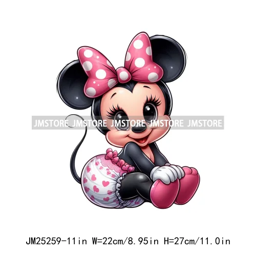 Cartoon Animal Sport Cheer Thermal Designs Baby Pink Mouse Iron On DTF Heat Press Transfers Stickers Ready To Press For Clothes