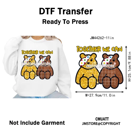 Cute Cartoon Bear Children in Need Charity Raising Kids Iron on Washable DTF Heat Transfers Stickers Ready to Press for Textiles