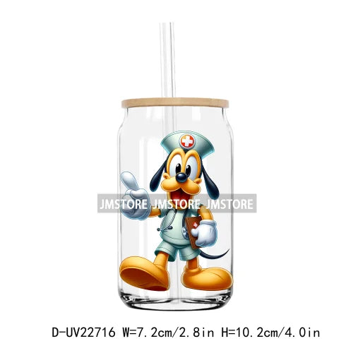 Cartoon Nurse Medical Mouse UV DTF Transfers Stickers Decals For Libbey Cold Cups Mugs Tumbler Waterproof DIY Craft Health Care