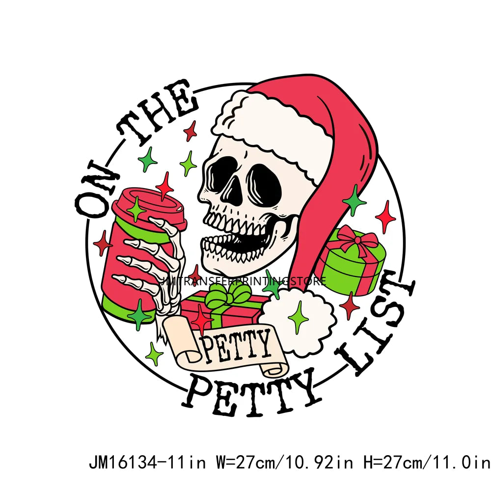 Ho Santa Jolly Moms Club Patch Christmas Calories Don't Count Logo Feelin' Festive On Petty List Transfer Sticker For Clothes