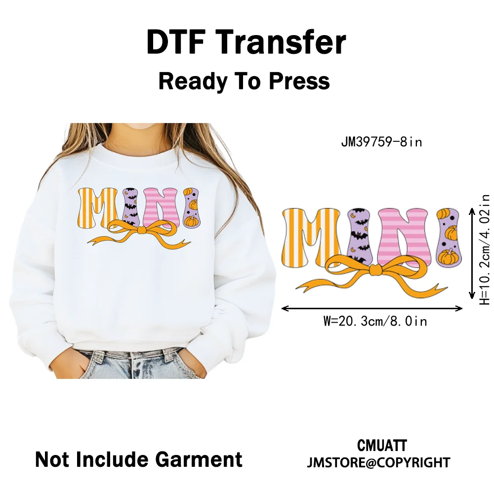 Sweet Spooky Ghost Boo Coquette Pumpkins Halloween Skeleton Iron on DTF Washable Transfers Stickers Ready to Press for T-shirts