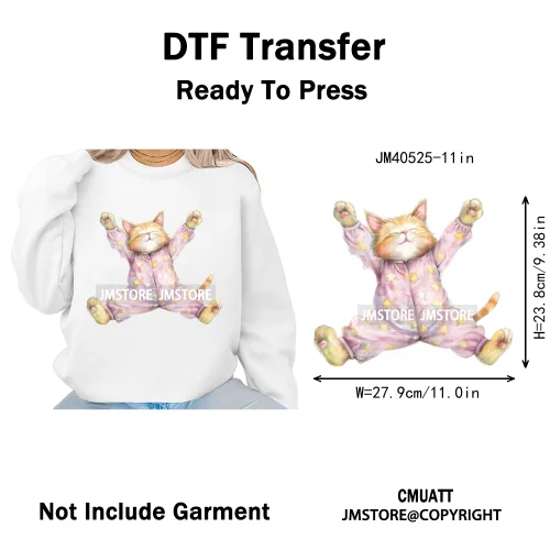 Cute Nursery Sleepy Baby Safari Jungle Animals in Pajamas Love Iron on DTF Washable Transfers Sticker Ready to Press for Clothes