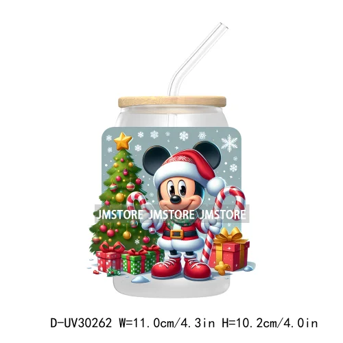 Merry Christmas Cartoon Mouse And Friends UV DTF Transfer Stickers Decals For Libbey Cold Cups Mugs Tumbler Xmas Bear Candy Cane