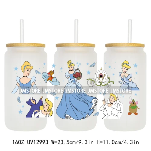 Best Friends Princess Movie Themed 16OZ UV DTF Cup Wraps Ready To Apply Waterproof Transfer Sticker For Libbey Glass Can Tumbler